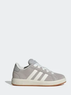 Gris - Baskets adidas Grand Court 00s en daim et dentelle pour enfant