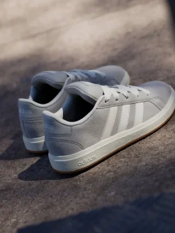 Gris - Baskets adidas Grand Court 00s en daim et dentelle pour enfant