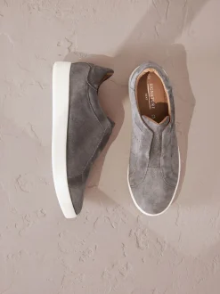 Gris - Baskets Signature sans lacets en cuir haut de gamme