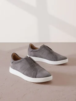 Gris - Baskets Signature sans lacets en cuir haut de gamme