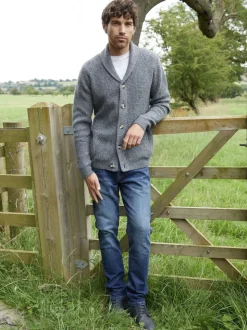 Gris - Cardigan Threadbare à col châle