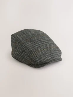 Gris - Casquette plate Harris Tweed Carreaux