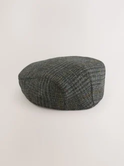 Gris - Casquette plate Harris Tweed Carreaux