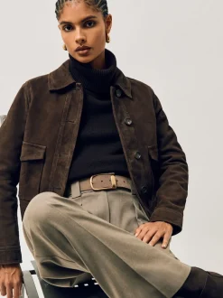 Gris - Ceinture en cuir avec boucle à demi-passant Reiss Iyla