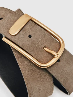 Gris - Ceinture en cuir avec boucle à demi-passant Reiss Iyla