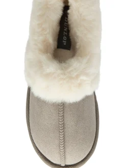 Gris - Chaussons Dunlop pleins à col en faux daim