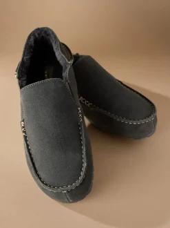 Gris - Chaussons mocassins Signature Kickdown en daim