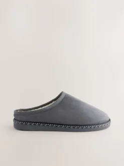 Gris - Chaussons mules à bande en microdaim
