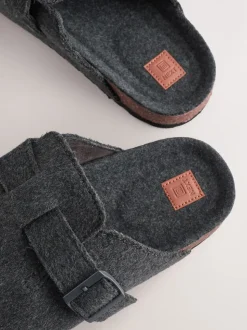 Gris - Chaussons mules à boucle