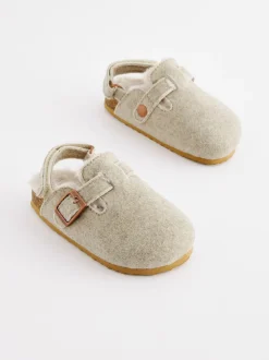 Gris - Chaussons style sabot avec doublure chaude