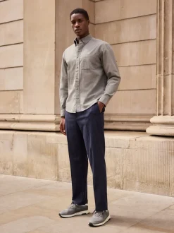 Gris - Chemise Oxford douce à manches longues