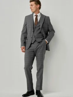 Gris - Coupe sur mesure Check Flannel Suit Veste
