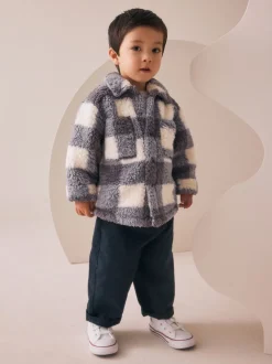 Gris à damier - Borg Polaire Shacket (3mths-7yrs)