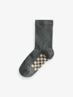 Gris à damier - Paquet de chaussettes en coton riche 7