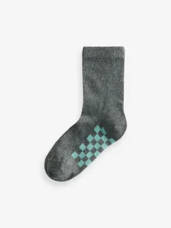 Gris à damier - Paquet de chaussettes en coton riche 7