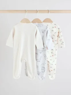 Gris - Dors-bien bébé 100% coton zippés en deux sens 3 Lot (0-2ans)