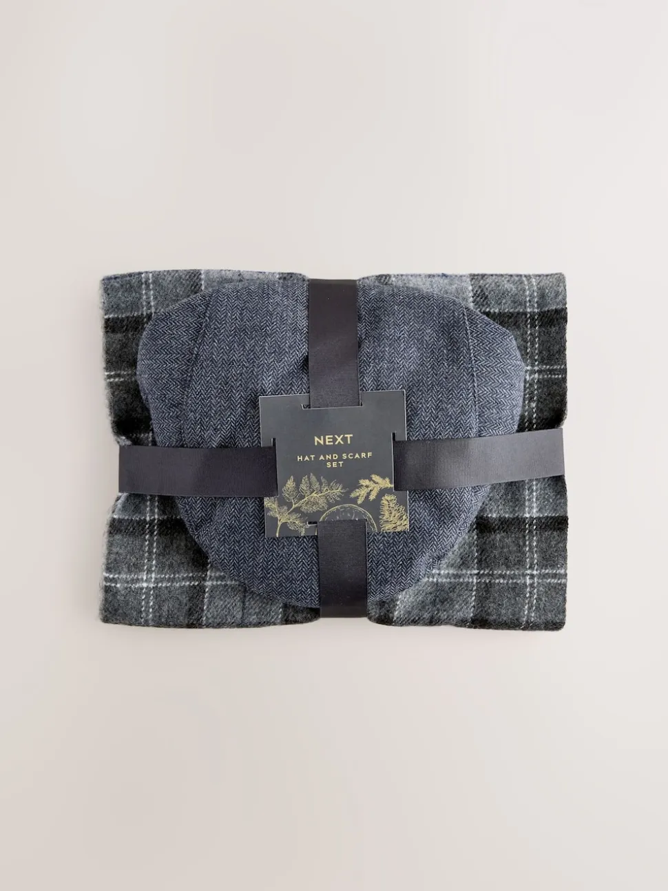 Gris - Ensemble casquette plate et écharpe à Carreaux