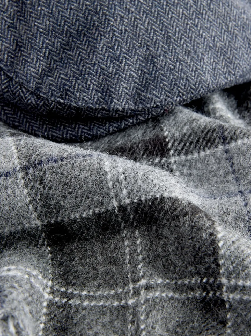 Gris - Ensemble casquette plate et écharpe à Carreaux