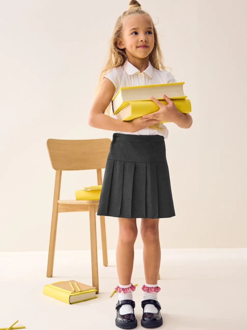 Gris - Ensemble cycle court et jupe plissée (3-17ans)