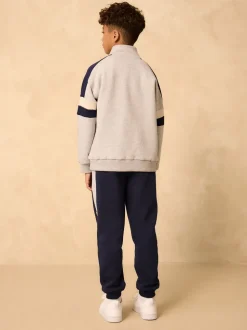 Gris - Ensemble sweat-shirt et joggings à col zippé en entonnoir