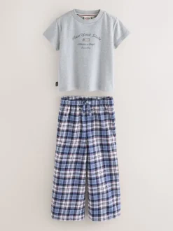 Gris - Ensemble t-shirt et pantalon à carreaux Superdry