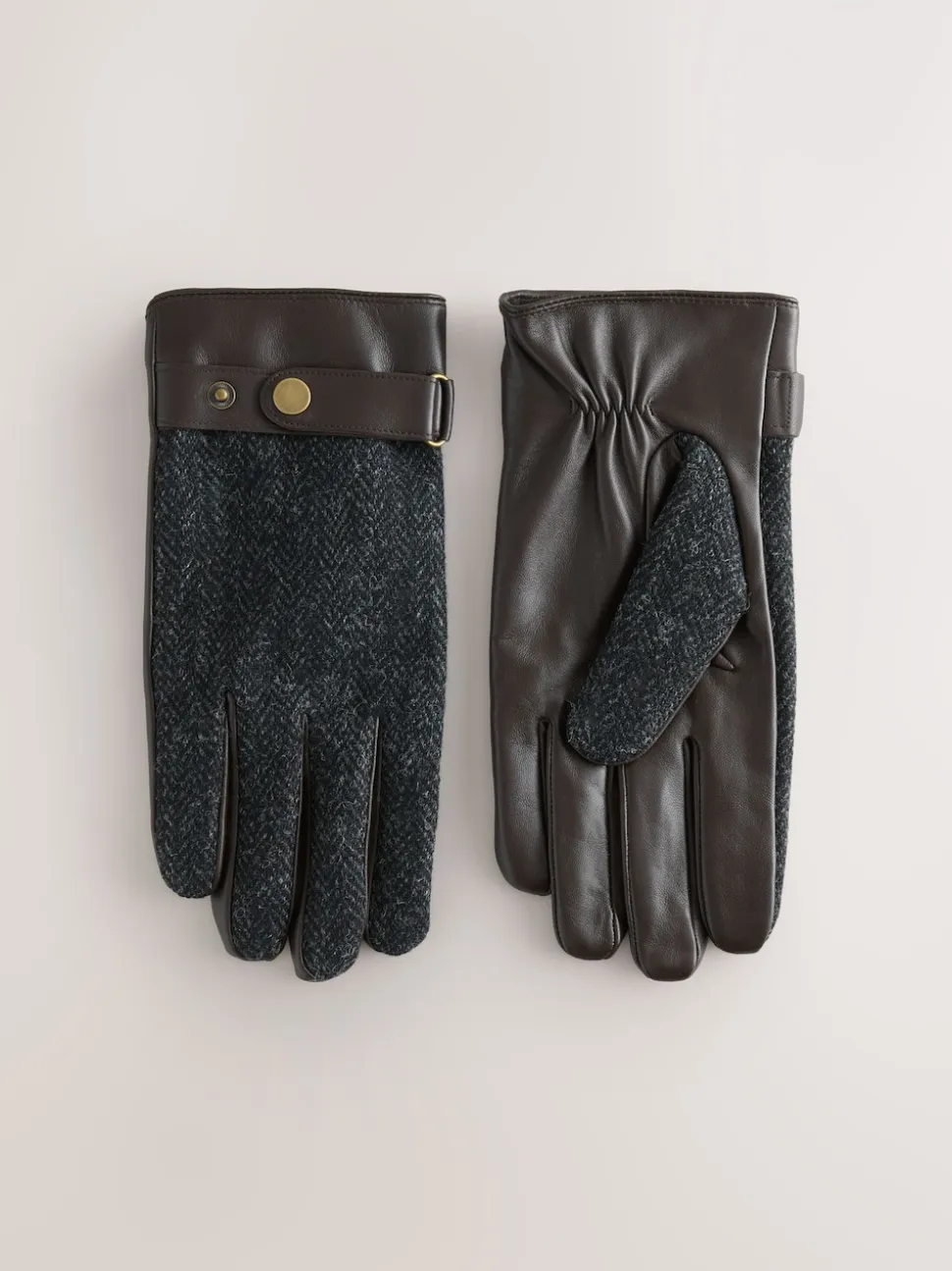 Gris - Gants Harris Tweed et Cuir