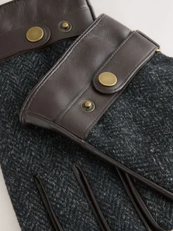Gris - Gants Harris Tweed et Cuir