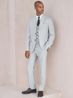 Gris - Gilet de costume en lin Blend texturé