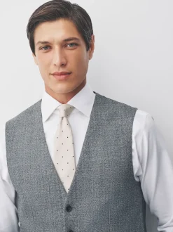 Gris - Gilet de costume en laine mérinos mélangée