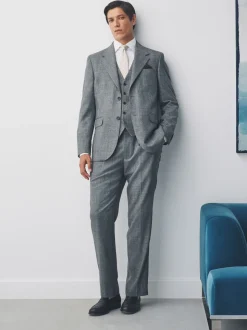 Gris - Gilet de costume en laine mérinos mélangée