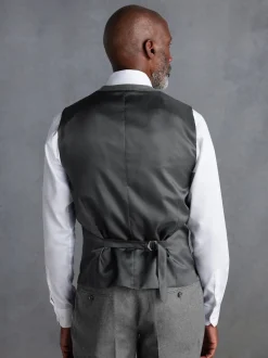 Gris - Gilet de costume en flanelle de laine et cachemire mélangés Signature Zignone