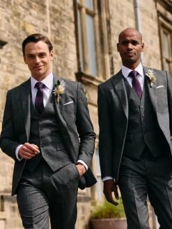 Gris - Gilet de costume texturé Skopes Fox