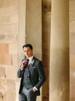 Gris - Gilet de costume texturé Skopes Fox