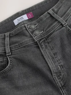 Gris - Jean évasé extensible à taille haute