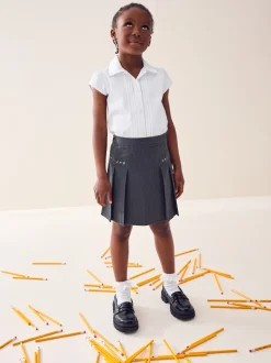 Gris - Jupes d'école en plissé brodé (3-16yrs)