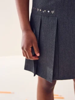 Gris - Jupes d'école en plissé brodé (3-16yrs)