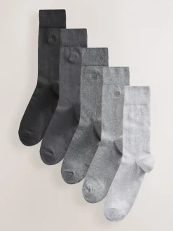 Gris - Lot de 5 - Chaussettes fraîches brodées durables