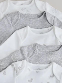 Gris - Lot de 5 bodys bébé à manches longues