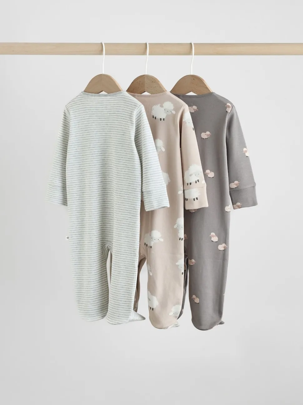 Gris - Lot de 3 dors-bien à boutons-pression bébé