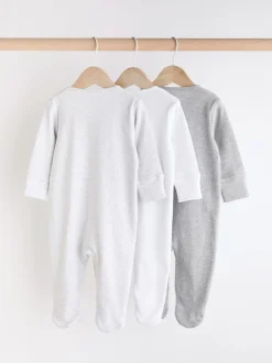 Gris - Lot de 3 dors-bien bébé Essential zippées 100 % coton (0-3ans)