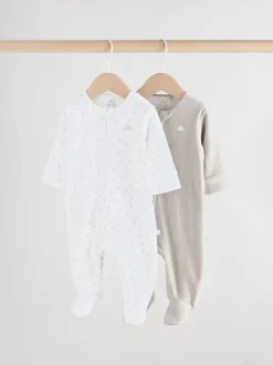 Gris - Lot de 2 dors-bien zippés en velours pour bébé (0-2ans)