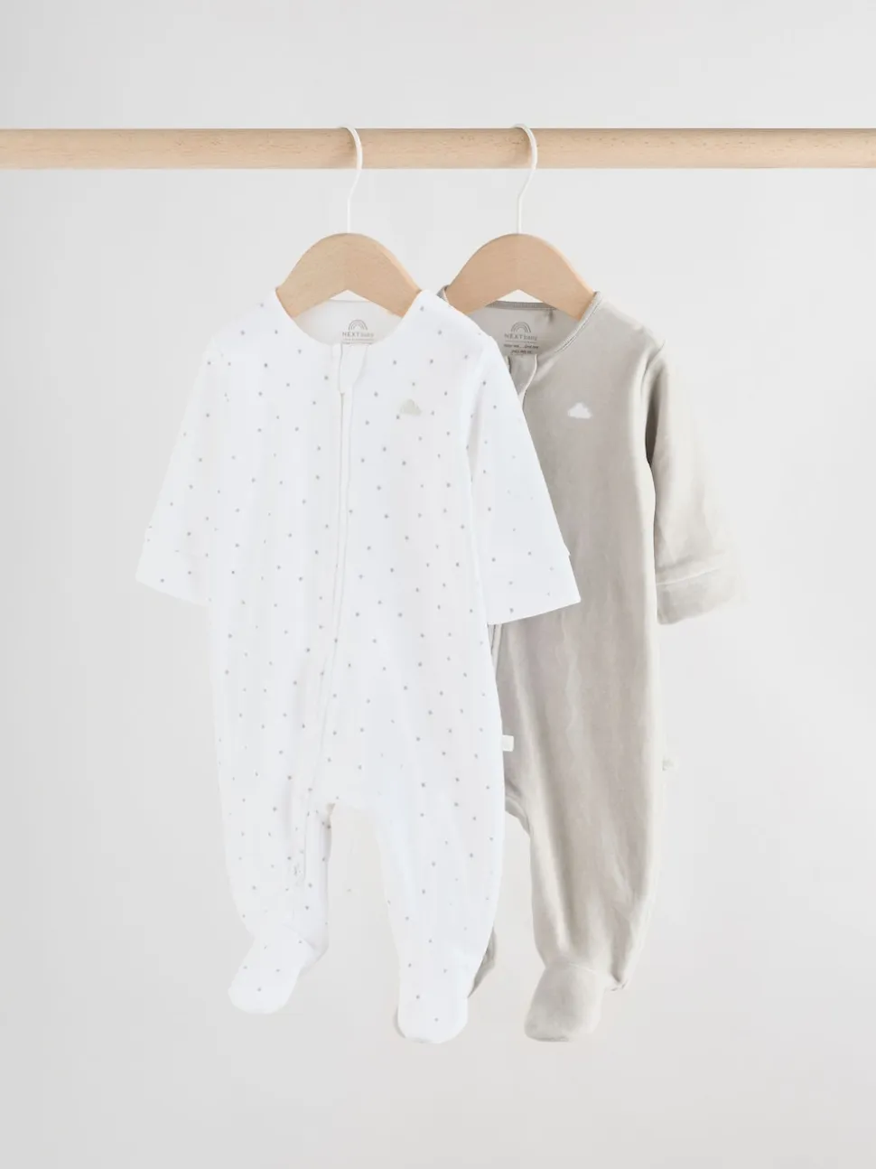 Gris - Lot de 2 dors-bien zippés en velours pour bébé (0-2ans)