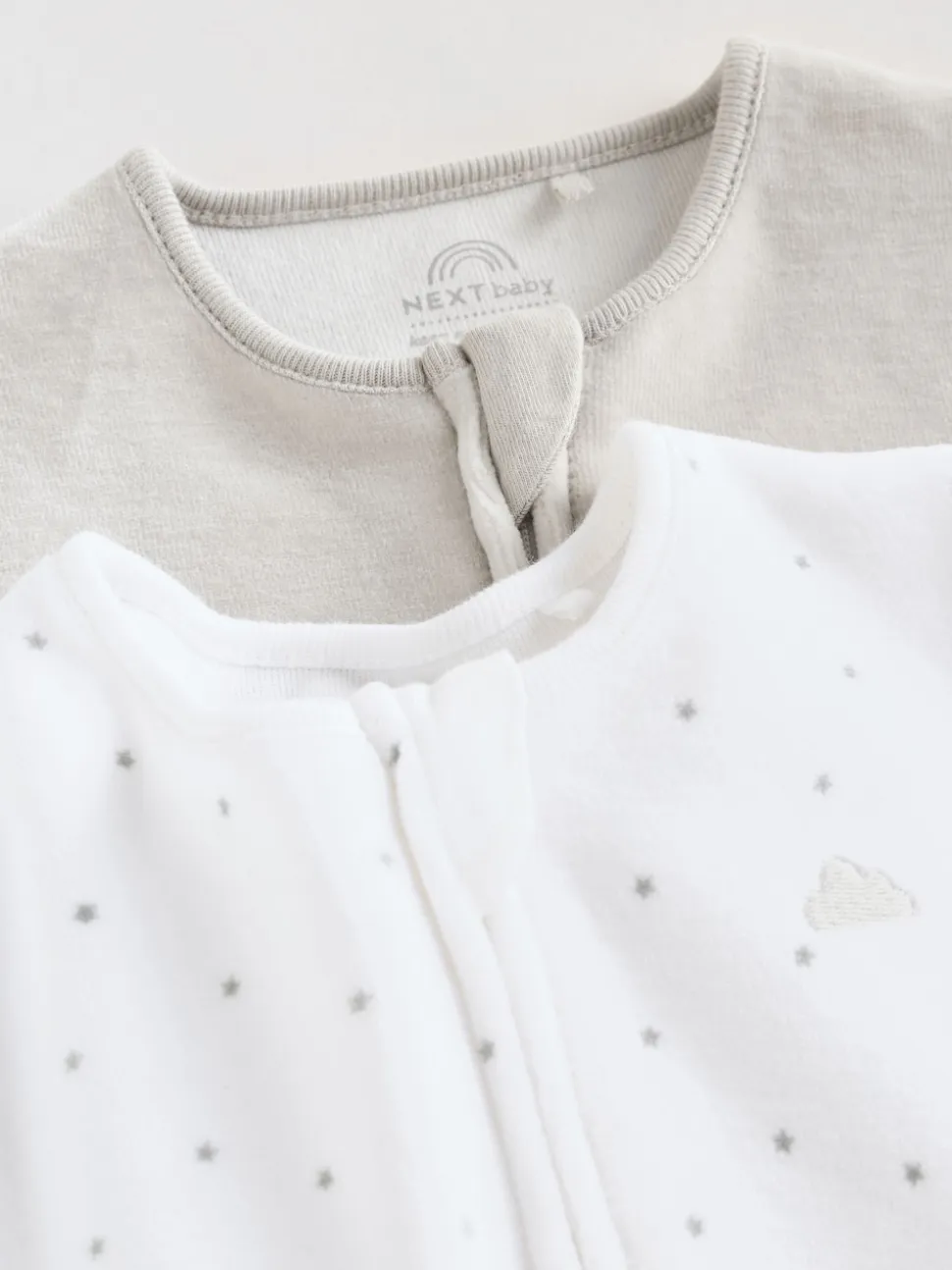 Gris - Lot de 2 dors-bien zippés en velours pour bébé (0-2ans)
