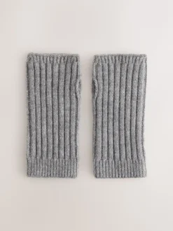 Gris - Lot de 1 gants chauffe-mains côtelés