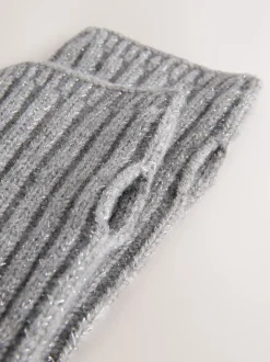 Gris - Lot de 1 gants chauffe-mains côtelés