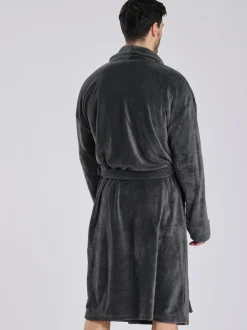 Gris - Loungeable Robe de chambre col châle en polaire