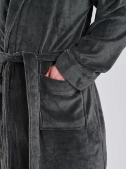 Gris - Loungeable Robe de chambre col châle en polaire