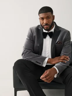 Gris - Moulant - Blazer Motionflex Extensible en velours