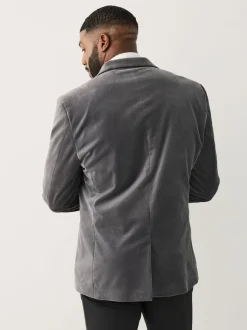 Gris - Moulant - Blazer Motionflex Extensible en velours