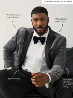 Gris - Moulant - Blazer Motionflex Extensible en velours